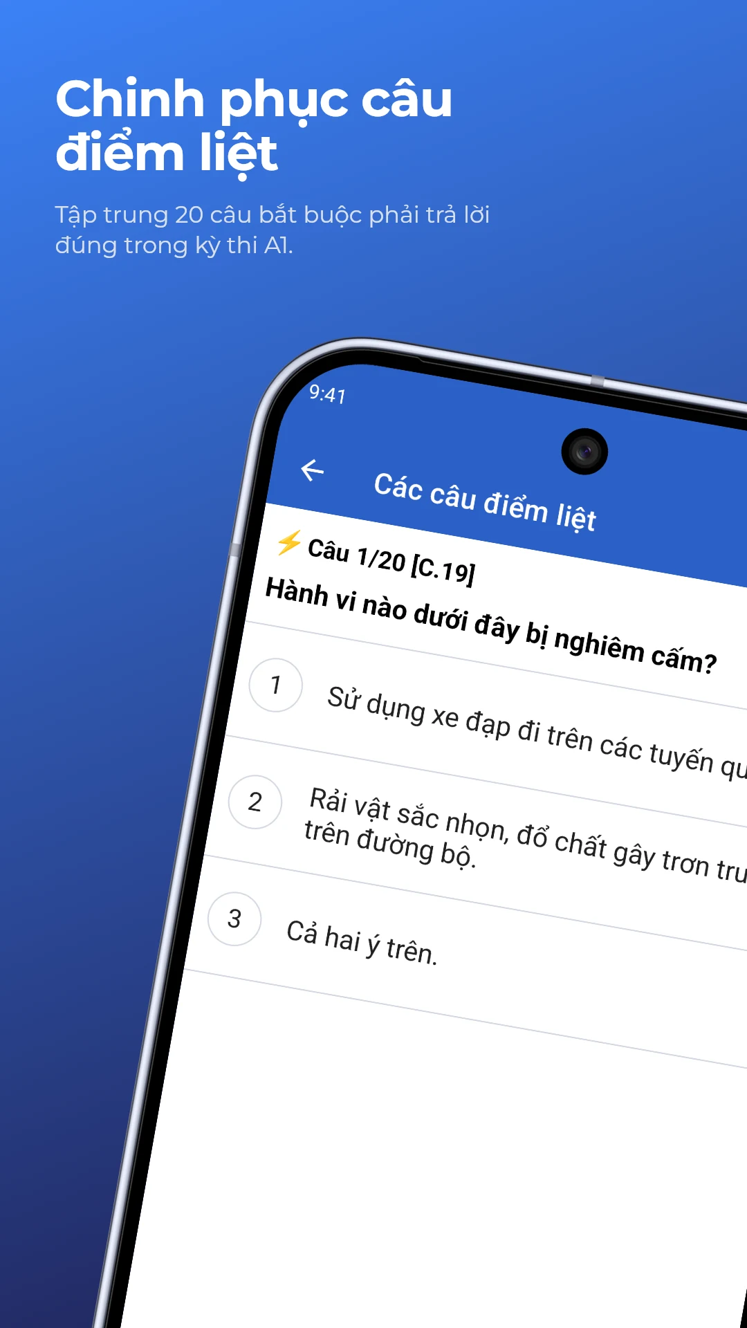 250 Câu Ôn Thi GPLX Xe Máy A1 screenshot